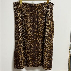 Lafayette 148 New York Linen Brown Leopard Print A-Line Skirt Size 12